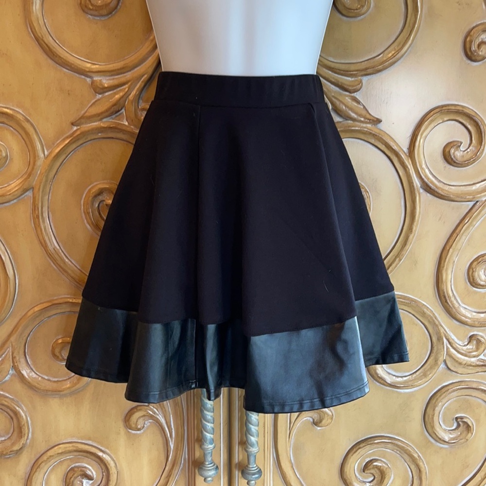 Papaya Faux Leather trim circle skirt